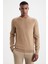 Slim Fit Bisiklet Yaka Camel Merino Yün Triko 1