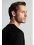 Slim Fit Bisiklet Yaka Siyah Merino Yün Triko 4