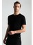 Bisiklet Yaka Siyah Giza Pamuk Triko T-Shirt 1
