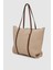 Velie Paraşüt Kumaş Şeritli Shopper Çanta Vizon-Taba 2
