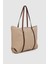 Velie Paraşüt Kumaş Şeritli Shopper Çanta Vizon-Taba 3