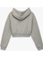 Uzun Kollu Kapüşonlu Şardonlu Yıldız Baskılı Fermuarlı Crop Sweatshirt 2