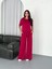 Osy Modal Yumuşak Dokulu Kumaş Bisiklet Yaka T-Shirt Bol Paça Pantalon Ikili Takım -Bordo 4