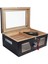 Siyah 2 Katlı Camlı Humidor Puro Kutusu RC21 4