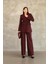 Kadın Bordo Yandan Bağlamalı Blazer Ceket Pantolon Takım 1