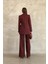 Kadın Bordo Yandan Bağlamalı Blazer Ceket Pantolon Takım 4