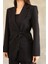 Kadın Siyah Yandan Bağlamalı Blazer Ceket Pantolon Takım 3