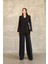 Kadın Siyah Yandan Bağlamalı Blazer Ceket Pantolon Takım 4