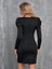 Kadın Uzun Kollu Kruvaze Yaka Kol Detaylı Ithal Krep Mini Elbise 3