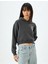 Crop Oversize Sweatshirt Kapüşonlu Arkası Baskılı Şardonlu 3