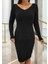 Kadın Uzun Kollu V Yaka Triko Elbise 4