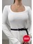 Orlina Kadın Uzun Kollu Kemersiz Bodycon Beyaz Triko Elbise - Günlük Şıklık 3