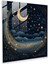 Yıldızlı Gece Lacivert Cam Tablo - Lacivert Gece Gökyüzü Cam Tablo Ay 1