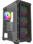 PB-PS7840B 600W Temperli Camlı 4*12CM Rainbow Fanlı Mesh Mid-T Atx Gaming Siyah Kasa 1