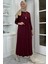 Beyza Fitilli Triko Elbise Bordo 4