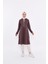 Eflin Yakadan Bağlamalı Kapşonlu Uzun Sweatshirt - 03030-1.028 - Kahverengi 1