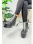 Günlük Kadın Bot Taşlı Bağcıklı Kalın Yüksek Tabanlı Yumuşak Hafif Rahat Bootie 1071 1