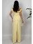 Arlina Madonna Yaka Göğüs Büzgülü Uzun Sarı Abiye Elbise 5