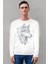 Kurt Başı Beyaz Uzun Kollu Erkek Penye T-Shirt 1