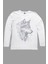 Kurt Başı Beyaz Uzun Kollu Erkek Penye T-Shirt 2