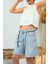 Awen Mom Paçası Kesik Denim Şort Açık Mavi 1