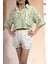 Baskılı Cepli Crop Gömlek Yeşil 1