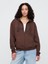 Kadın Kahverengi Gap Logo Fleece Fermuarlı Sweatshirt 1