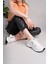 Kadın Bağcıklı Triko Poli Taban Spor Sneaker Ayakkabı-Beyaz 2