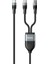 DUO POWER 100W Çift Uçlu, Type-C To Type-C + Type-C Şarj Kablosu, Örgü Tasarım, 1.2 Metre, Siyah 3