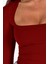 Kare Yaka Uzun Kollu Crop Bluz – Esnek Kumaş, Modern Stil 7