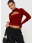 Kadın Uzun Kollu Cut Out Bluz – Çapraz Yaka, Crop Fit, Esnek Kumaş 1