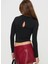Kadın Uzun Kollu Cut Out Bluz – Çapraz Yaka, Crop Fit, Esnek Kumaş 4