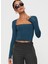 Kare Yaka Uzun Kollu Crop Bluz – Esnek Kumaş, Modern Stil 1