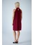 Kadın Bordo Halter Yaka Midi Elbise LPP1309 2