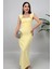 Valentia Madonna Yaka Taş Işlemeli Kalem Sarı Abiye Elbise, Zarif Davet Elbisesi 2