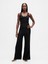 Kadın Siyah Mini Fitilli Wide-Leg Pijama Pantolon 1
