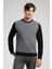 Diagonal Erkek O Yaka Sweatshirt Siyah 3
