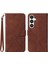 Samsung Galaxy S24 Deri Kılıf El Askısı Cüzdan Standı Telefon Kılıfı-Kahverengi (Yurt Dışından) 1