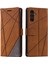 Samsung Galaxy A15 4g Cüzdan Kılıf Pu Deri Telefon Arka Kapak Çizgiler Baskılı-Kahverengi (Yurt Dışından) 1