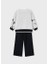 Siyah Kız Çocuk Kedi Desenli Kazak ve Pantolon Takım 4583 2