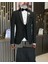İtalyan kesim slim fit ceket yelek pantolon damatlık set Siyah T4547 5