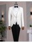 Italyan Stil Slim Fit Şal Yaka Ceket Yelek Pantolon Damatlık Set Beyaz T13695 1