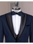 Italyan Stil Şal Yaka Ceket Yelek Pantolon Damatlık Set Lacivert T14272 2
