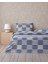 Blockform Kolay Ütülenir Tek Kişilik Nevresim Takımı 160X220 cm Koyu Mavi-Bej 1