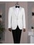 İtalyan stil slim fit taşlı ceket yelek pantolon damatlık set beyaz T14534 1