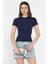 Kadın Kısa Kollu Bisiklet Yaka Basic Viscon Likralı Body 4