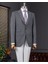 Italyan Stil Slim Fit Balıksırtı Desen Erkek Ceket Antrasit T13052 1