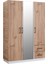 Gardırop Efes 3 Kapaklı Gardırop,dolap Ceviz Krem 5