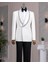 Italyan Stil Slim Fit Şal Yaka Taşlı Ceket Pantolon Damatlık Set Beyaz T14550 1