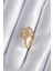 Pirinç Gold Renk Zirkon Taşlı Kalp Charm Model Kadın Yüzük - TJ-BYK2858 1